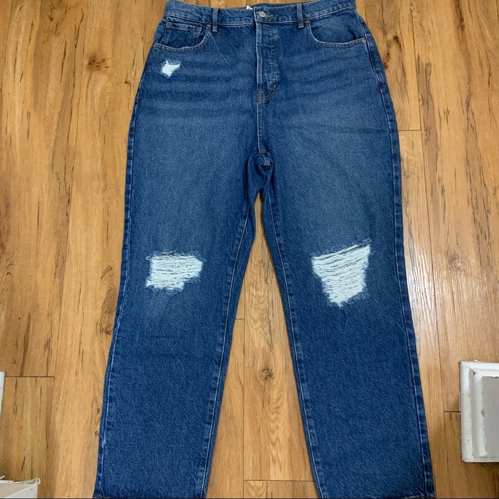 Pacsun High Rise Straight Jeans Blue with Rips Size 30